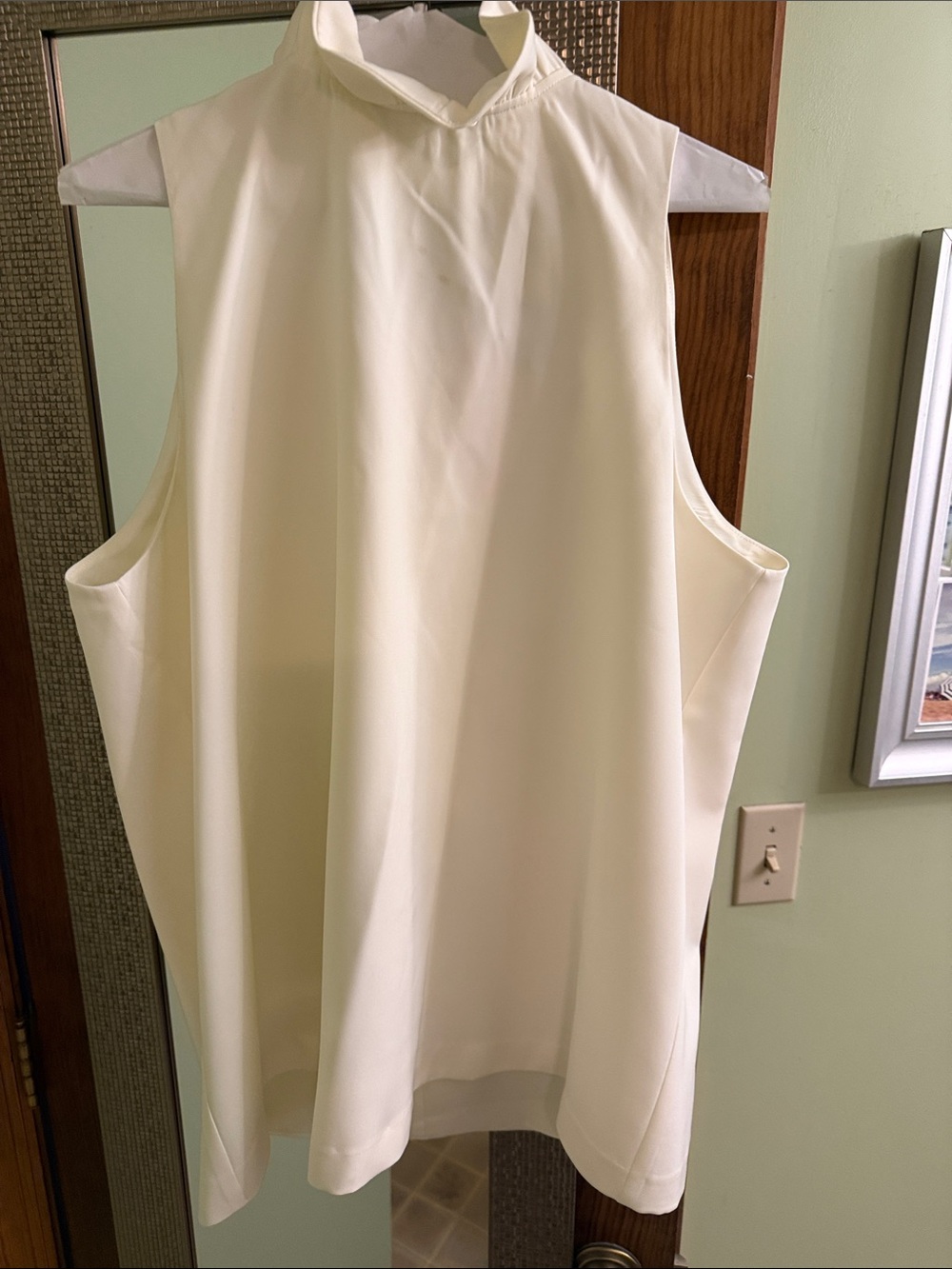 Tuckernuck Ivory Mason Blouse size XXL 2XL Sleeveless Top Ruffle Bow Tie